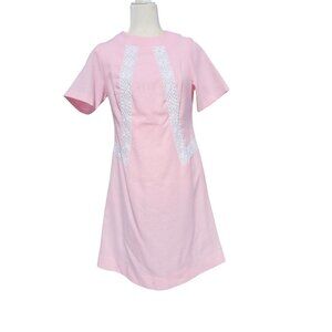 Vintage 1960s Lady Laura Women's Large Mod Mini Dress A-Line White Lace Trim